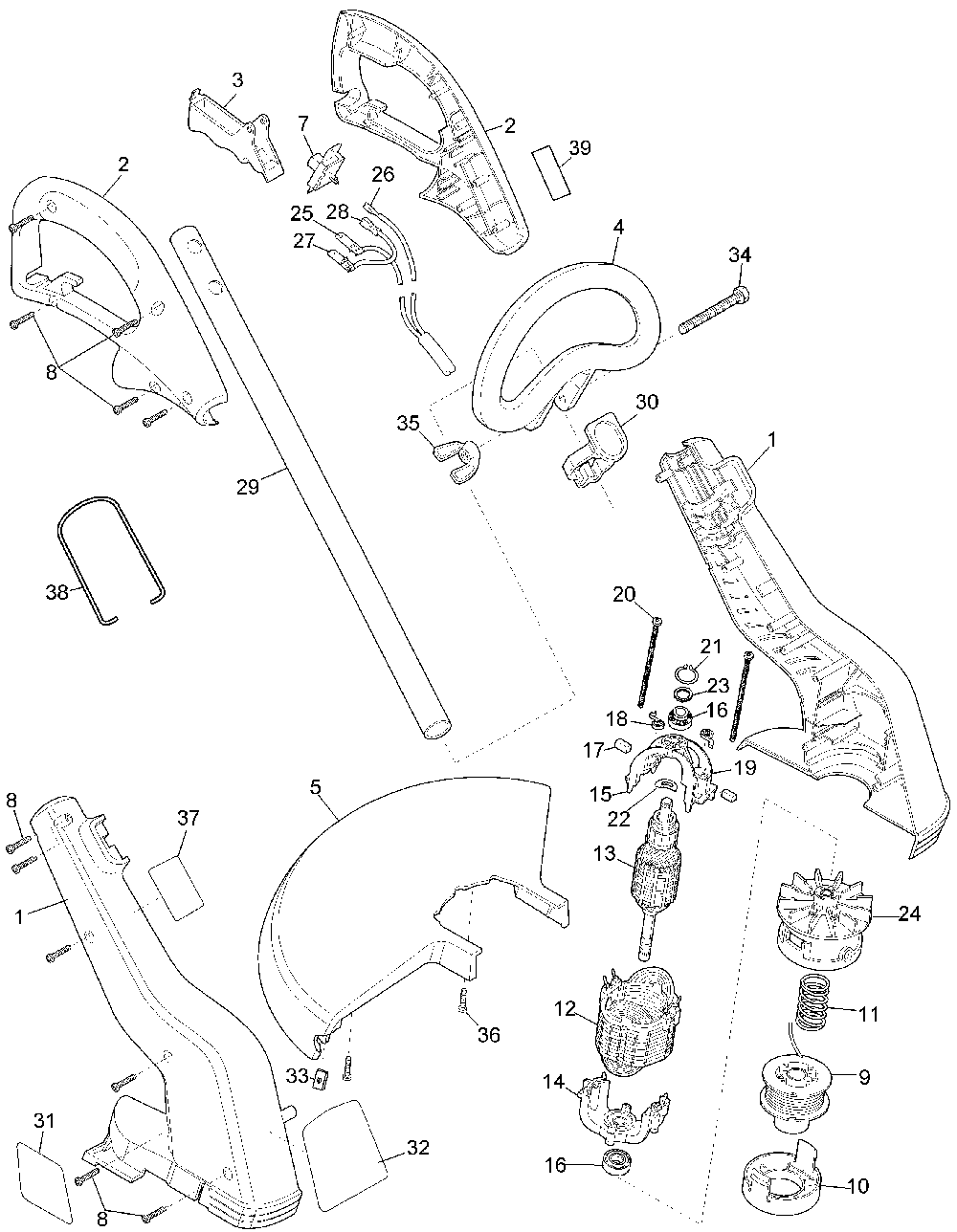 Exploded Diagram A Diagram and Parts List for ST4000-04 Type 3 Black and Decker Trimmer